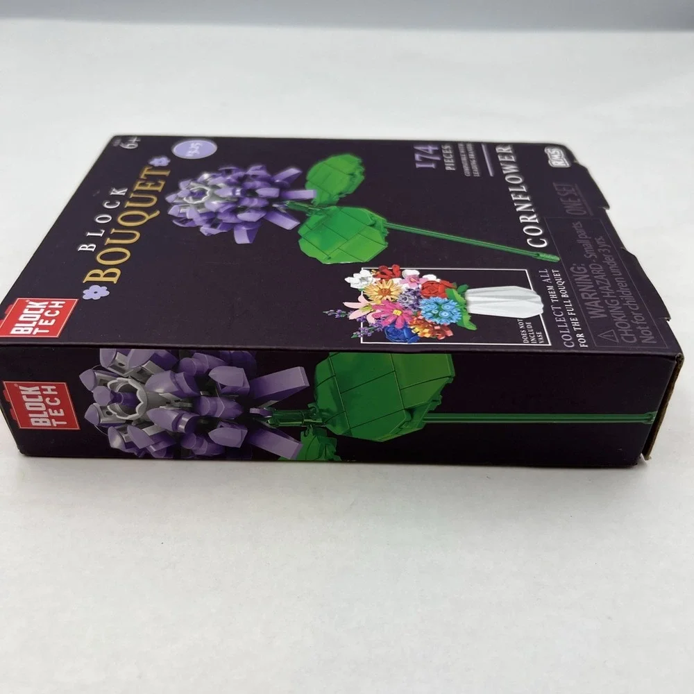 NEW, Block Bouquet CORNFLOWER Flower Building Block Set 174 Pieces‎